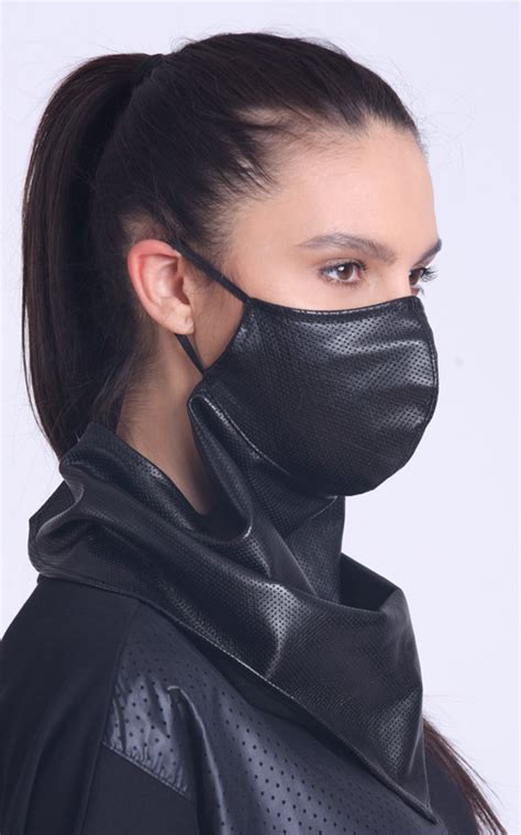 black genuine leather face maskreusable neck gaiteradult etsy