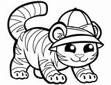 Tiger Coloring Cute Tigers Pages Cap Printable Drawing Preschool Cartoon Categories Animals Supercoloring sketch template