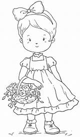 Girl Flower Pintura Tecido Em Bonecas Para Infantil Colorir sketch template