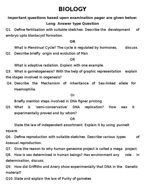 Long Answer Type Question Reproduction Sex