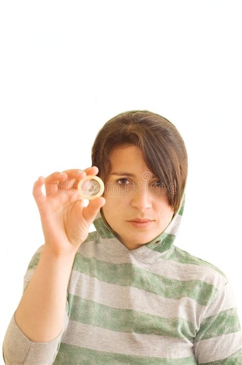 adolescent female holding a condom stock image image of sensible wise 5330097