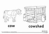 Cow Colouring Cowshed Shed Coloring Animals Pages Farm Designlooter Activity Village Cows Drawings 9kb 325px sketch template