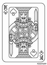 Card Playing King Vector Spades Vectorified sketch template