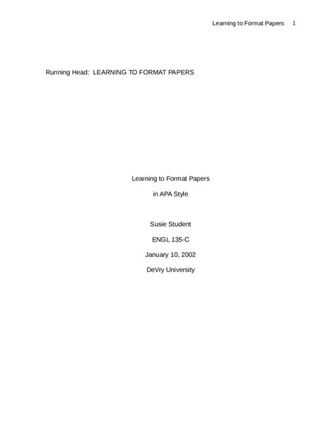 cover page  format  paper