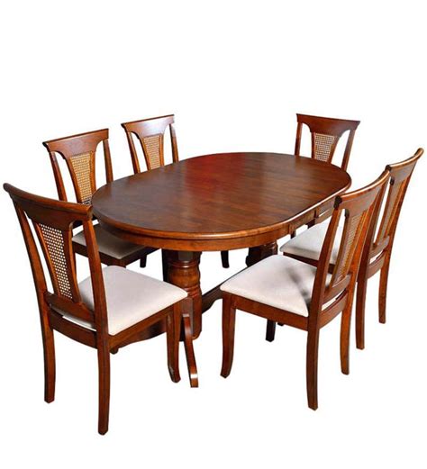 buy classic  seater dining set  oval shaped table  brown color