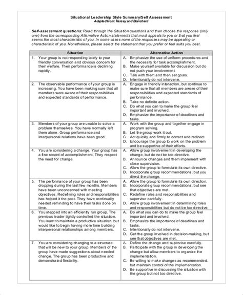 sample leadership  assessment templates   ms word