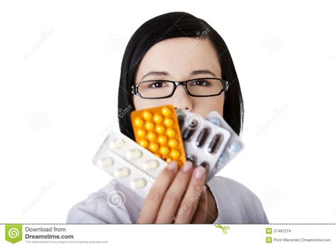 doctor or nurse holding prescription drugs stock images image 27481274