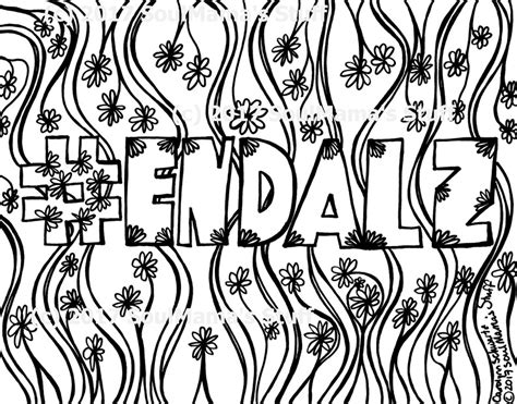 endalz  alzheimers disease coloring page flowers etsy
