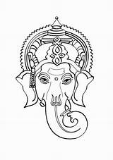 Ganesha Ganesh Gods Head Indische Bal Goddesses Symbole Hinduismus sketch template