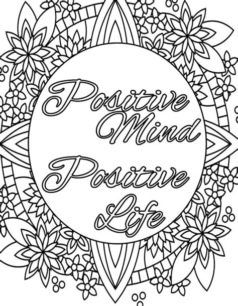 printable coloring pages  positive quotes coloring pages