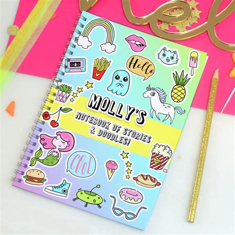 personalised childrens notebook cute   august grace