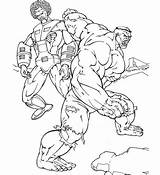 Hulk Coloring Beating Enemy His Netart Coloriage sketch template