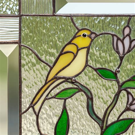 Stained Glass Canary Birds Sitting On The Lemon Tree Panel