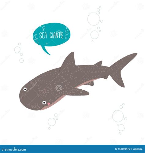 whale shark character smiling cartoon vector hand drawn eps  illustration isolated  white