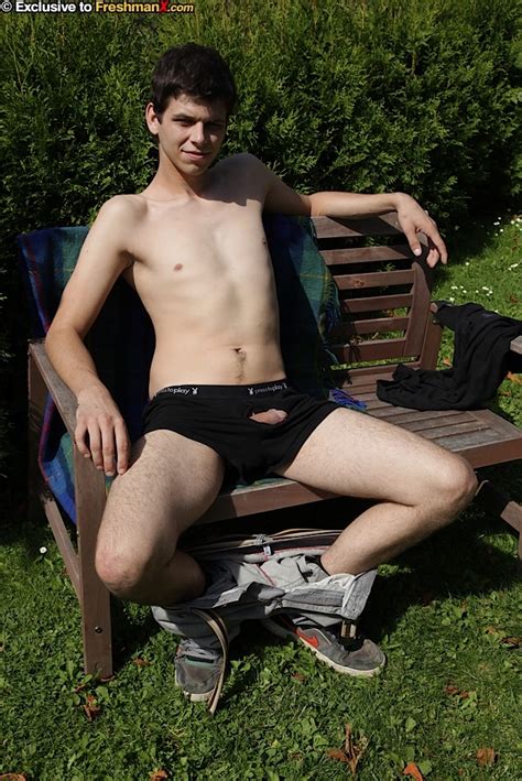 twink cock out of his shorts sitting outside pin all your favorite gay porn pics on milliondicks