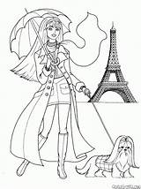 Dziewczynki Modne Kolorowanki Dziewczyna Paryżu sketch template