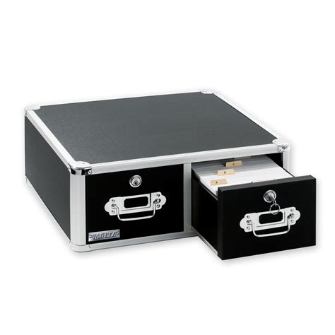 black locking  index card cabinet double drawer vaultz vz