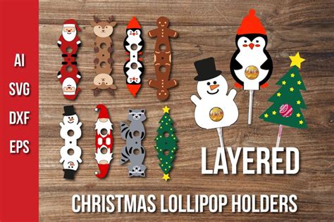 layered christmas lollipop holder cut files