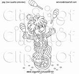 Clown Unicycle Lineart Juggling Riding Illustration Royalty Bannykh Alex Clipart Vector Clip sketch template