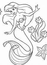 Mermaid Little Pages Coloring Melody Getdrawings sketch template