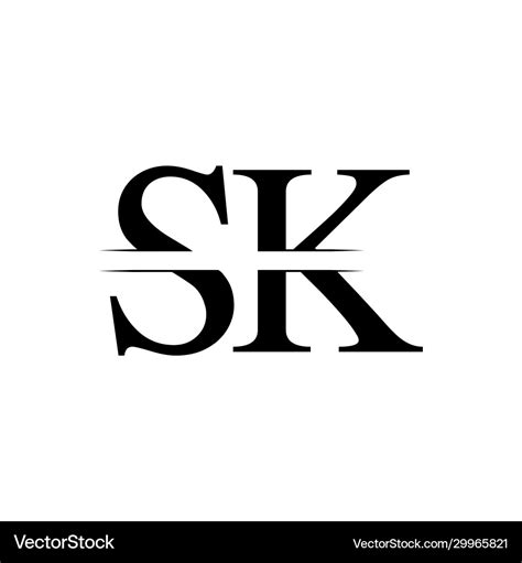 initial letter sk logo design template sk letter vector image