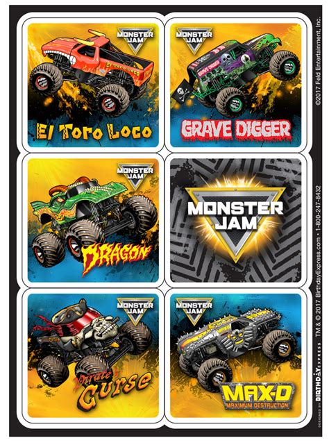 monster jam sticker sheets thepartyworks