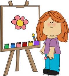 girl painting  easel clip art girl painting  easel image