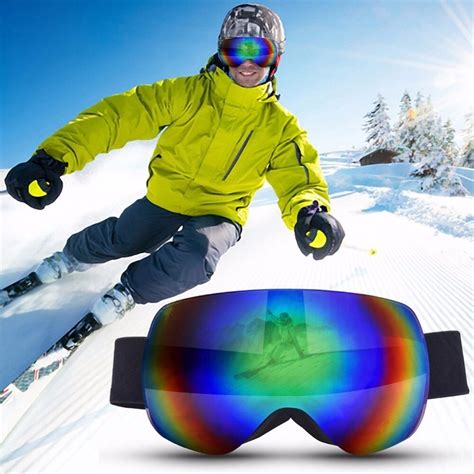 Ski Goggles Double Layers Uv400 Anti Fog Windproof Big Ski Mask Glasses