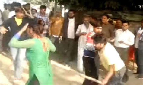 woman thrashed for protesting against assault at mainpuri up watch