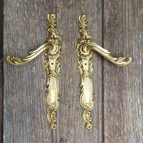 elegant pair  vintage door handles   rococo style etsy