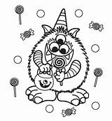 Coloring Halloween Pages Monster Candy Kids Cute Printable Adults Color Fun Print Sheets Monsters Cotton Sheet Economics Critter Happy Toddlers sketch template