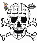 Pirate Coloring Printable Maze Pages Kids Ship Activities Skull Mazes Crossbones Theme Find Treasure Activity Printactivities Pirates Swing Through Skulls sketch template