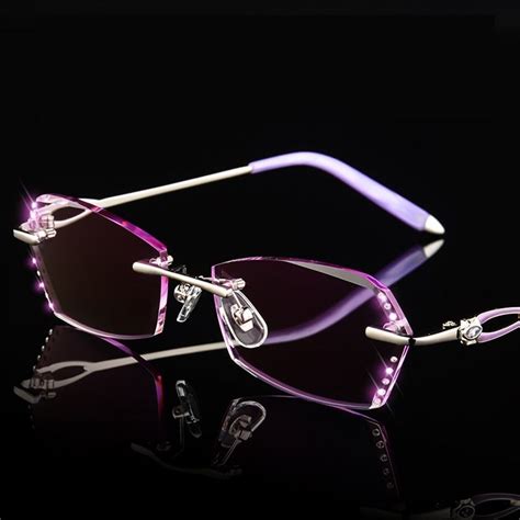 Luxury Rhinestone Myopic Glasses For Women Brand Design Rimless