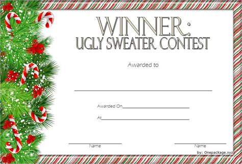 pin   ugly christmas sweater certificate template