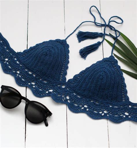 crochet crop top boho brown blue top bikinis tejidas a crochet