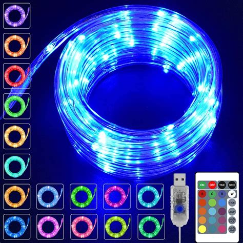 leds rope lights ft  colors changing lights  remote usb powered rope tube fairy