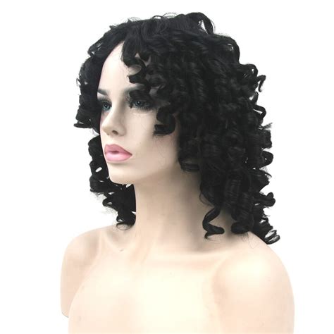 soowee short curly black wigs hairpiece synthetic hair heat resistant