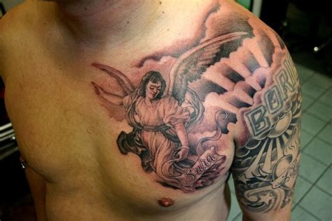 Guardian Angel Tattoo On Chest