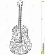 Coloring Guitar Adults Musical Vector Illustration Instrument Book Adult Zentangle sketch template