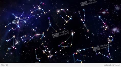 twelve horoscopes zodiac sign star space sky stock animation