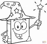 Magic Coloring Wizard Book Wand Pages Holding sketch template