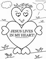 Coloring Jesus Heart Lives Valentine Sunday School Church Kids Sheet Children sketch template