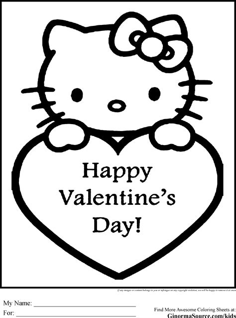 coloring pages  kitty valentines ginormasource kids