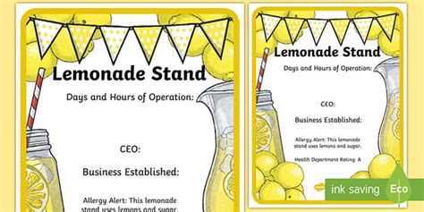 editable lemonade stand sign printable lemonade stand