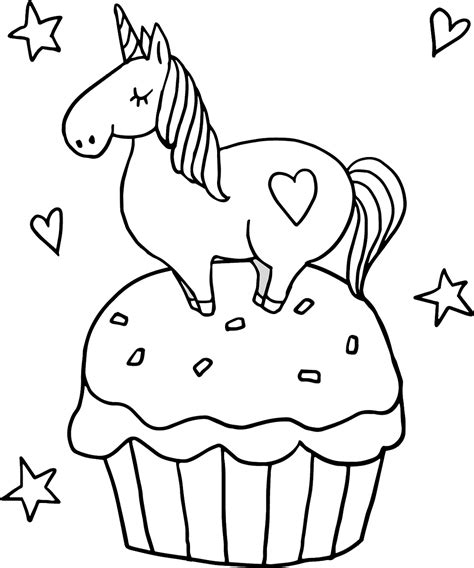 unicorn cupcakes coloring pages