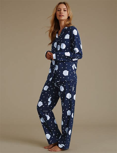pure cotton owl print long sleeve pyjama set ms collection ms nightwear clothes long