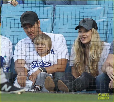 chad michael murray and sarah roemer take their son to dodgers baseball