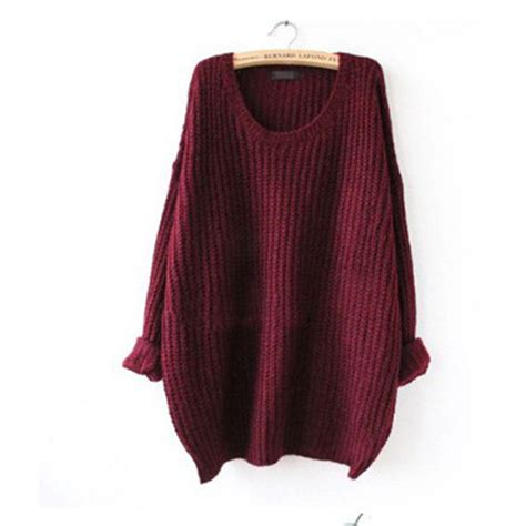 long pullover loose solid color knit sweater meet yours fashion