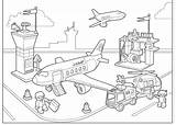 Kleurplaten Vliegveld Politiebureau Luchtvaart Duplo Vliegtuig Luchthaven Miniland Lego Sitik Oren Rodo sketch template