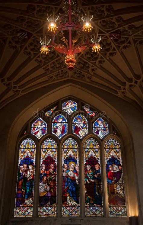 Stained Glass Window Of Bath Abbey At Bath Somerset South West E